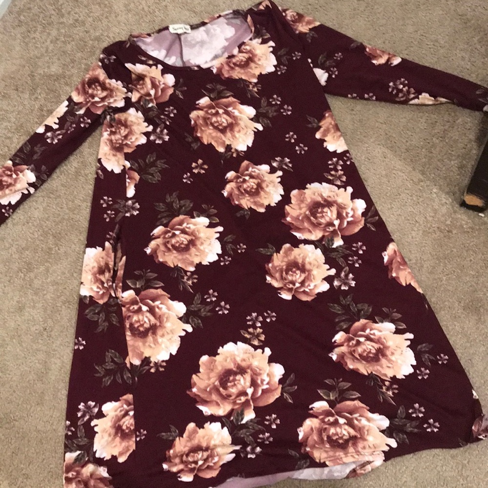 Wine colored Floral dress from Zulily.